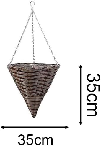 14 Inch Rattan Effect Hanging Basket Planter