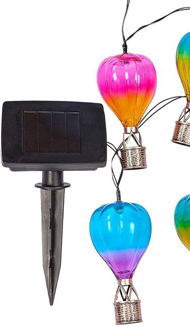 Solar Hot Air Balloon String Lights 4.7m Outdoor Waterproof LED Garland
