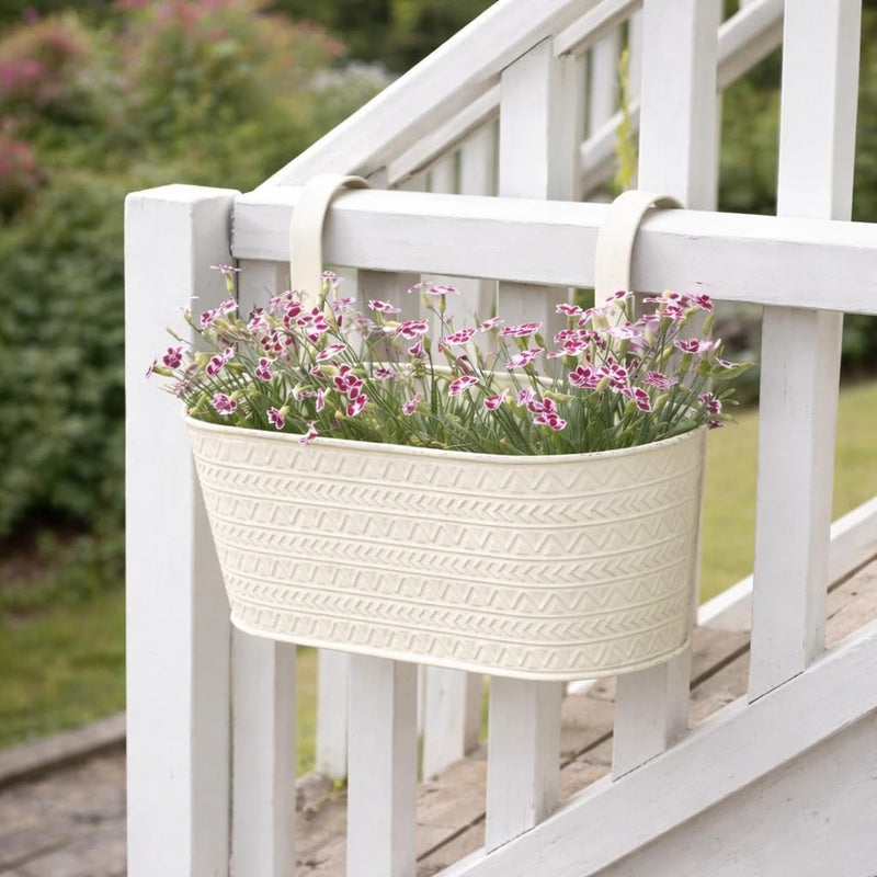 12 Inch Hanging Garden Planter Window Box with Hooks Ivory