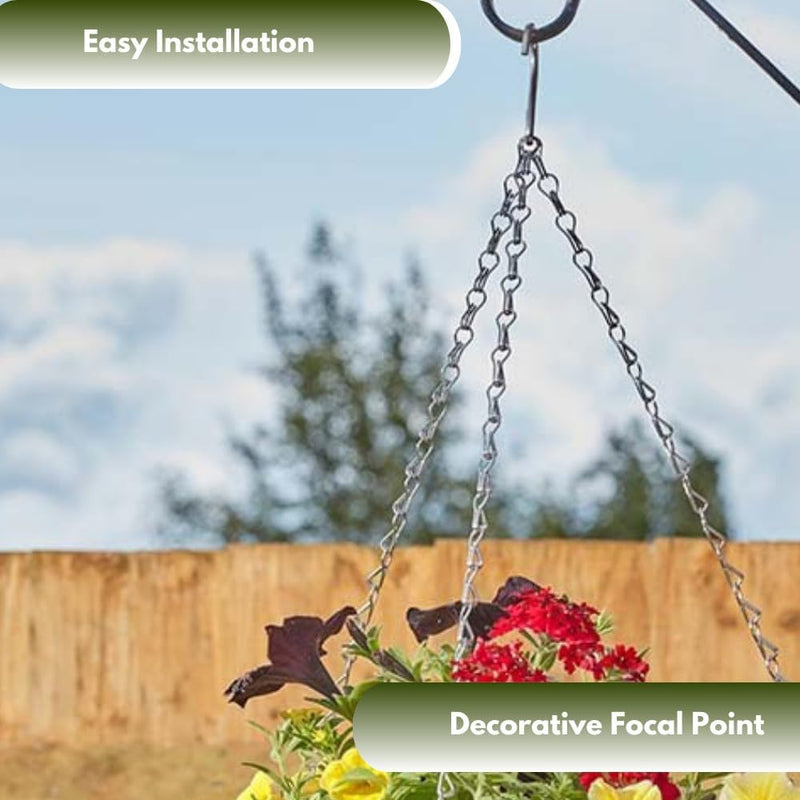 35cm Faux Rattan Hanging Basket Planter with Chain & Liner