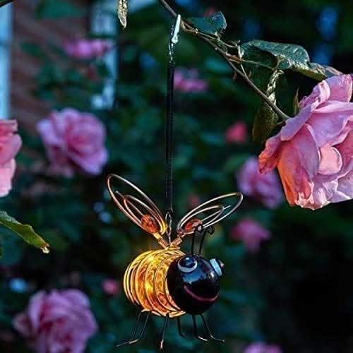 Hanging Solar Bee Garden Light Firefly Effect 4 LED 16 x 12cm