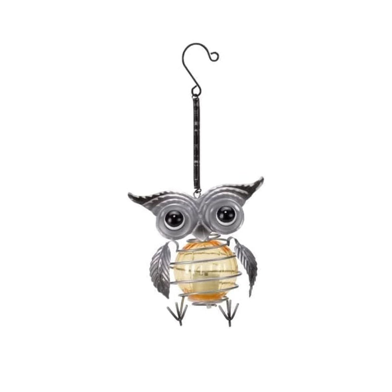Hanging Owl Solar Garden Light with 4 Copper LEDs Tree Décor 24cm