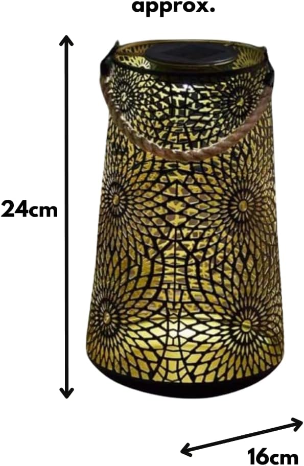 Solar LED Moroccan Garden Lantern Hanging Outdoor Table Light