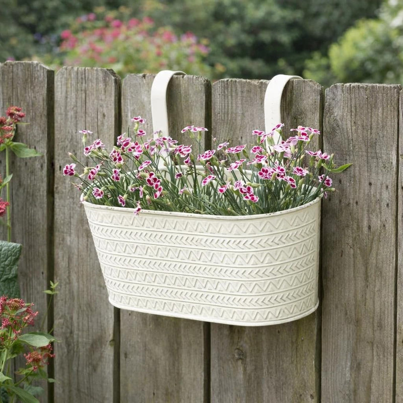 12 Inch Hanging Garden Planter Window Box with Hooks Ivory