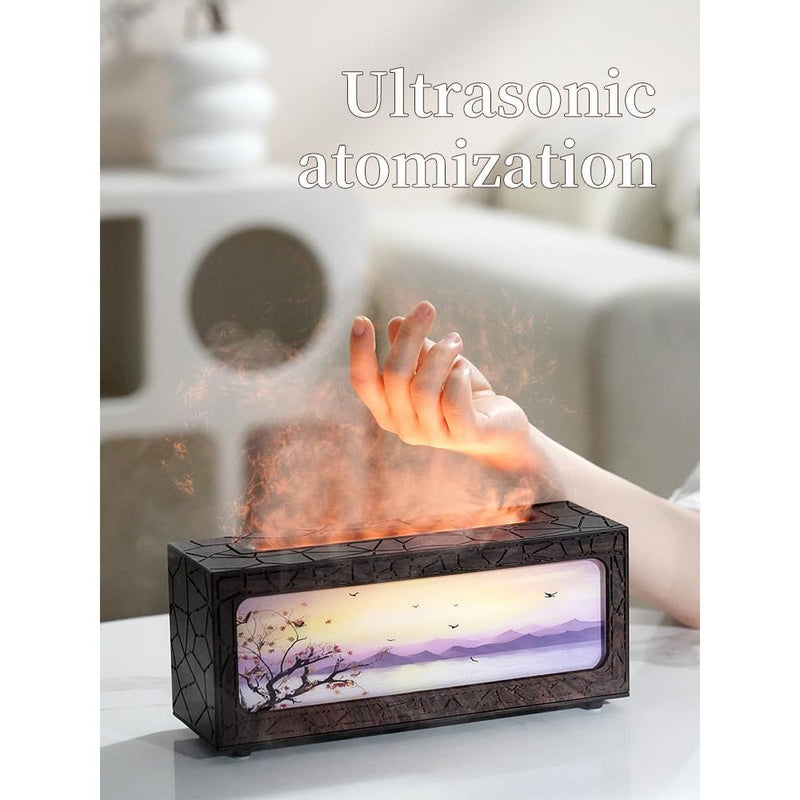 HapIntlNex Essential Oil Diffuser Ultrasonic Fireplace Flame | Auto Shut-Off | 7-Color LED