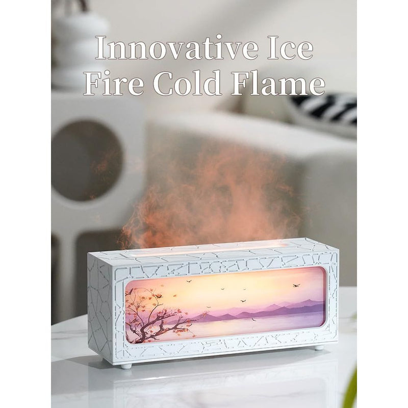 HapIntlNex Essential Oil Diffuser Ultrasonic Fireplace Flame | Auto Shut-Off | 7-Color LED