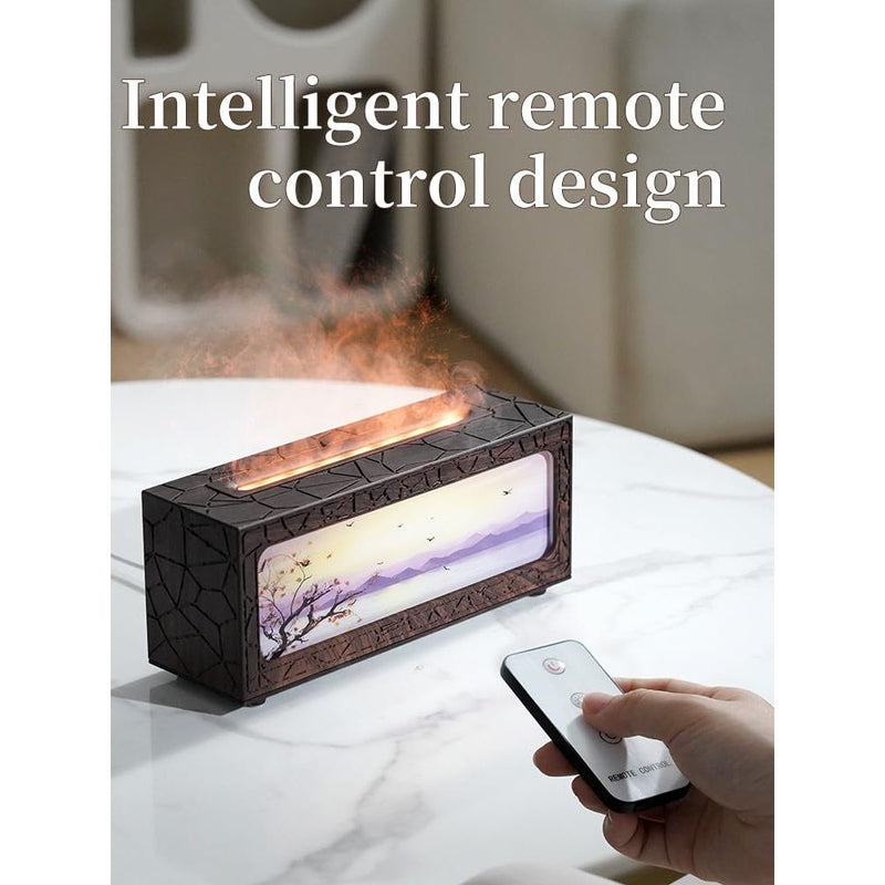 HapIntlNex Essential Oil Diffuser Ultrasonic Fireplace Flame | Auto Shut-Off | 7-Color LED
