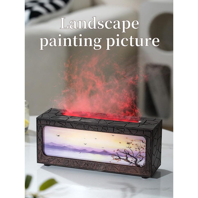 HapIntlNex Essential Oil Diffuser Ultrasonic Fireplace Flame | Auto Shut-Off | 7-Color LED