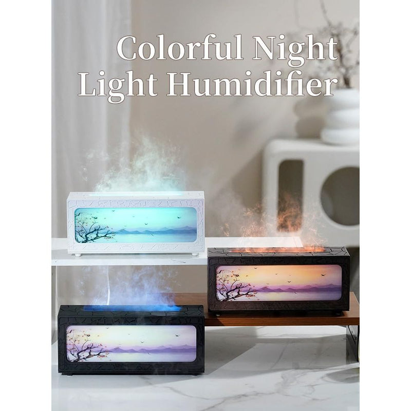HapIntlNex Essential Oil Diffuser Ultrasonic Fireplace Flame | Auto Shut-Off | 7-Color LED