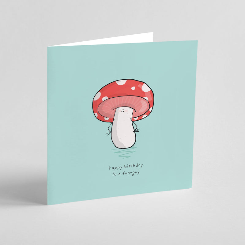 Fun Guy Birthday Card - Cute Mushroom Pun On Premium Square Greeting Card