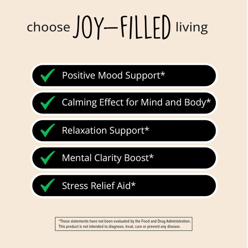 Joy-Filled Mood Support Supplement — 7-Herb Complex w/St. John's Wort (120 Ct) | Plant-Based Mood & Stress Support | Happy Healthy Hippie
