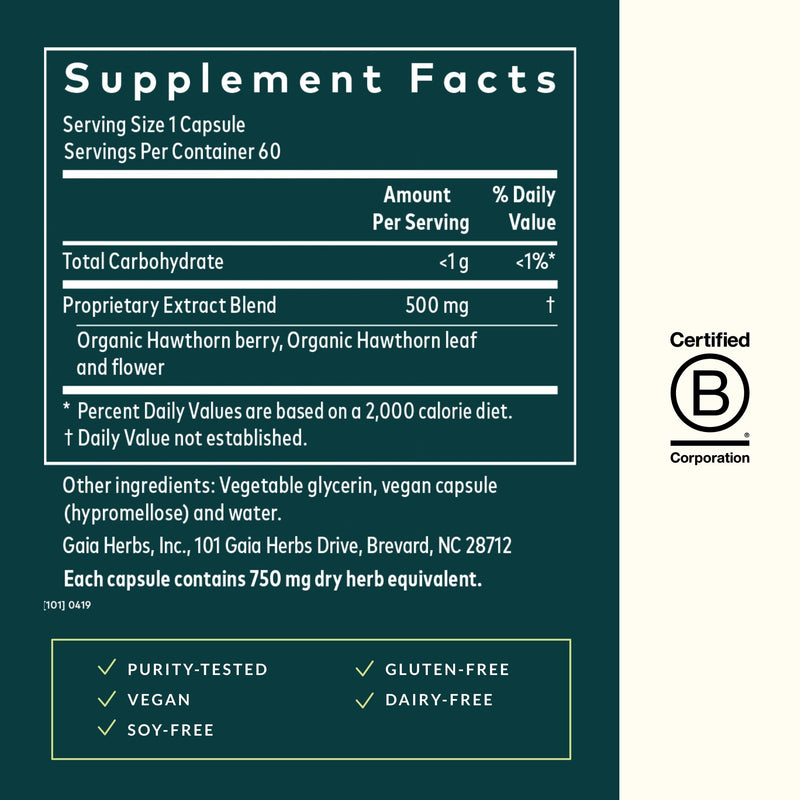 Gaia Herbs Hawthorn Supreme - Heart Health Support, 60 Vegan Liquid Capsules
