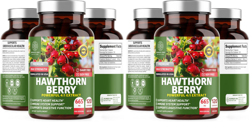 N1N Premium Hawthorn Berry Capsules – Max Strength 2660mg, 120 Caps (Pack of 2)