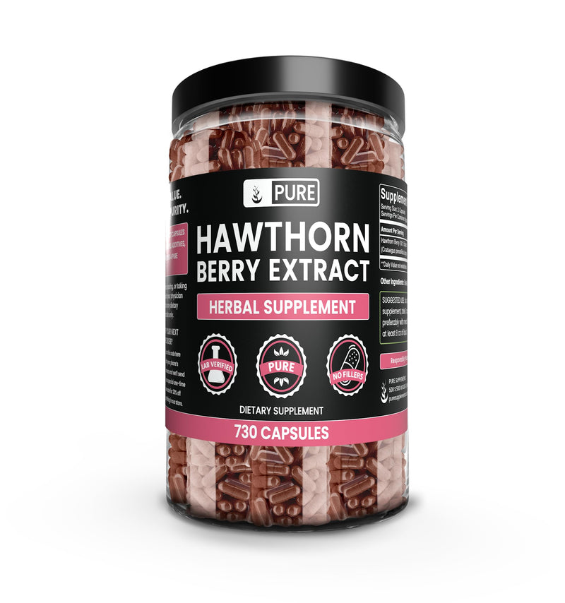 Pure Original Ingredients Hawthorn Berry Extract (730 Capsules) Pure & Natural, No Additives Or Fillers