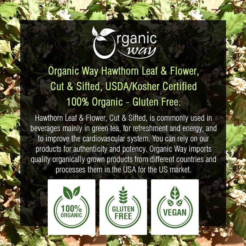 Organic Hawthorn Leaf & Flower Cut & Sifted — Herbal Tea (2 oz) | Albania Origin, Non-GMO, Kosher