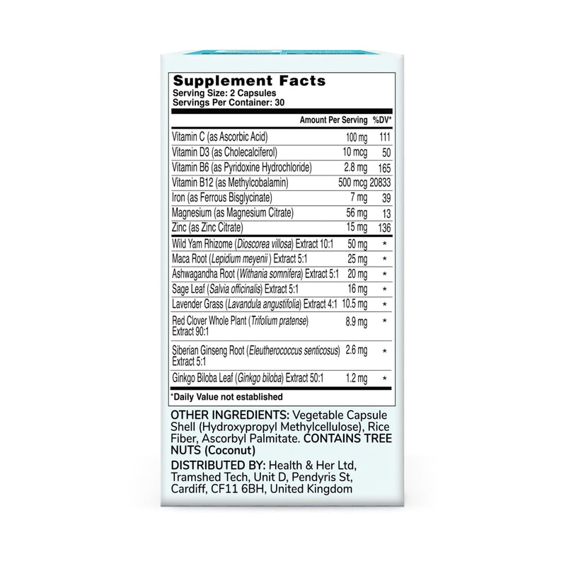 Health & Her Perimenopause Supplement for Women – UK’s No.1, Vegan & Gluten-Free (60 ct)