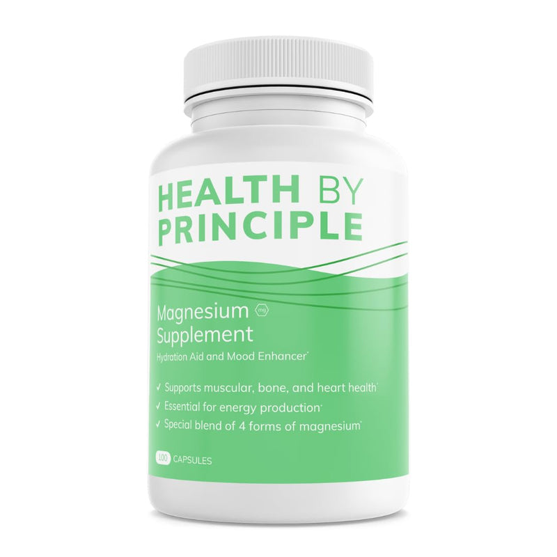 Health by Principle Magnesium – 4-in-1 Capsule (Glycinate, Malate, Taurate & Citrate) | High Absorption | Vegan, Non-GMO | 100 Capsules