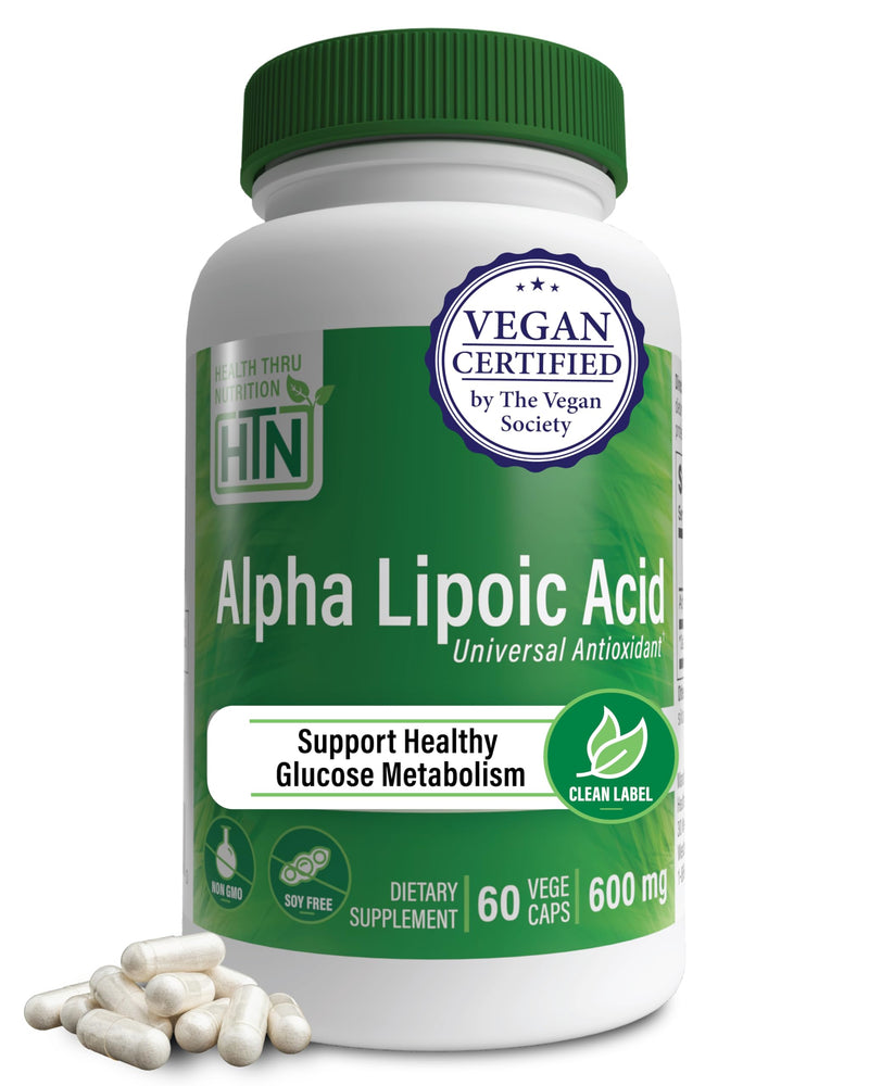 Health Thru Nutrition Alpha Lipoic Acid 600mg (60 Servings) – Vegan, Non-GMO, Gluten Free