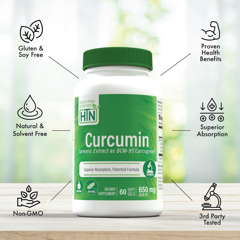 Health Thru Nutrition Curcumin 650mg BCM-95 Curcugreen | High Absorption Turmeric