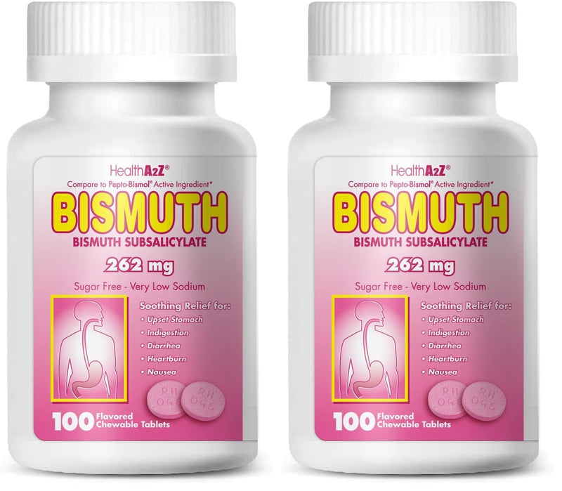 HealthA2Z Bismuth Subsalicylate 262mg – Multi-Symptom Digestive Relief, Pack of 2 (100 Count)