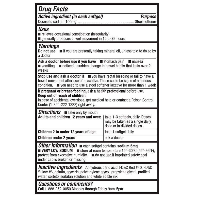 HealthA2Z Stool Softener | Docusate Sodium 100 mg | Red Capsules (400 Count Pack of 2)