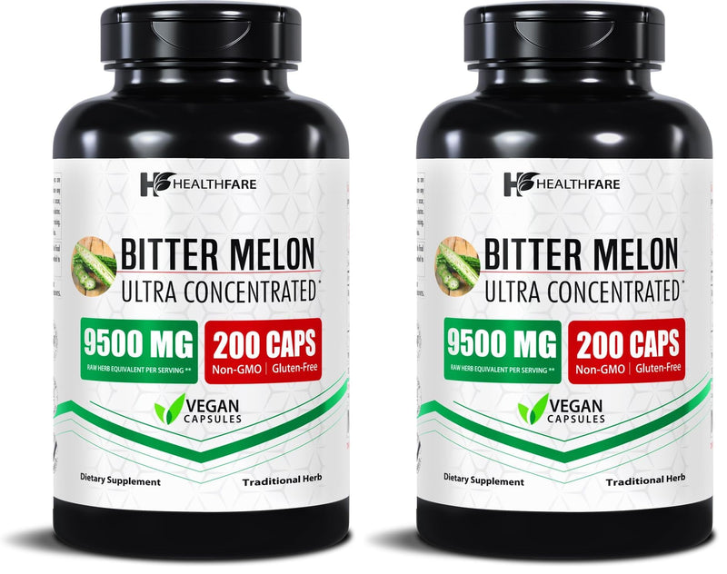 Healthfare Bitter Melon Extract 9500mg – 200 Vegan Capsules – Made in USA