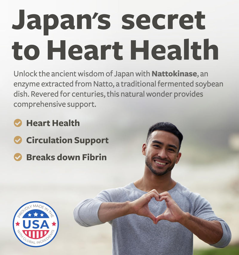 Healths Harmony Nattokinase 2000 FU (Non-GMO) Powerful Nattokinase Supplement Made from Naturally Fermented Soybeans - (2 Month Supply) 60 Vegan Natto Capsules