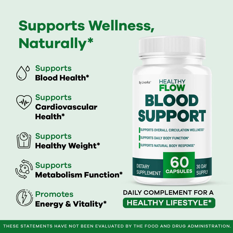 (2 Pack) Healthy Flow Blood Support – Premium Daily Capsules – 120 Count