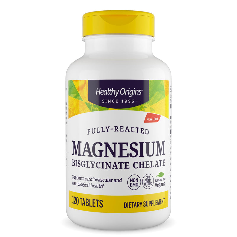 Healthy Origins Magnesium Bisglycinate Chelate - Non-GMO, Gluten Free, Cardiovascular & Bone Support | 120 Tablets