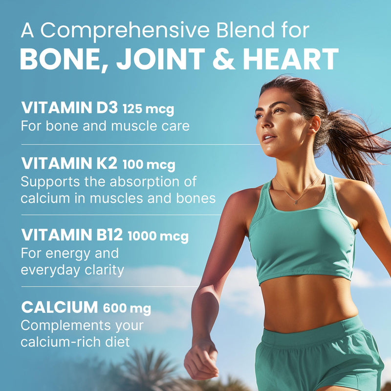 4-in-1 Calcium + Vitamin D3/K2 5000 IU - 601mg per Serving (120 ct) | Gluten-Free & Vegan