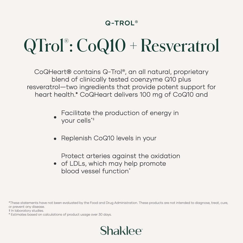 CoQHeart with Q-Trol - CoQ10 & Resveratrol for Heart Health & Energy