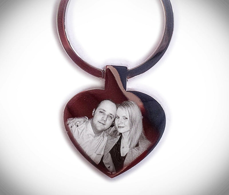 Personalised Heart Keyring - Custom Photo Engraved Gift | Stainless Steel Keepsake