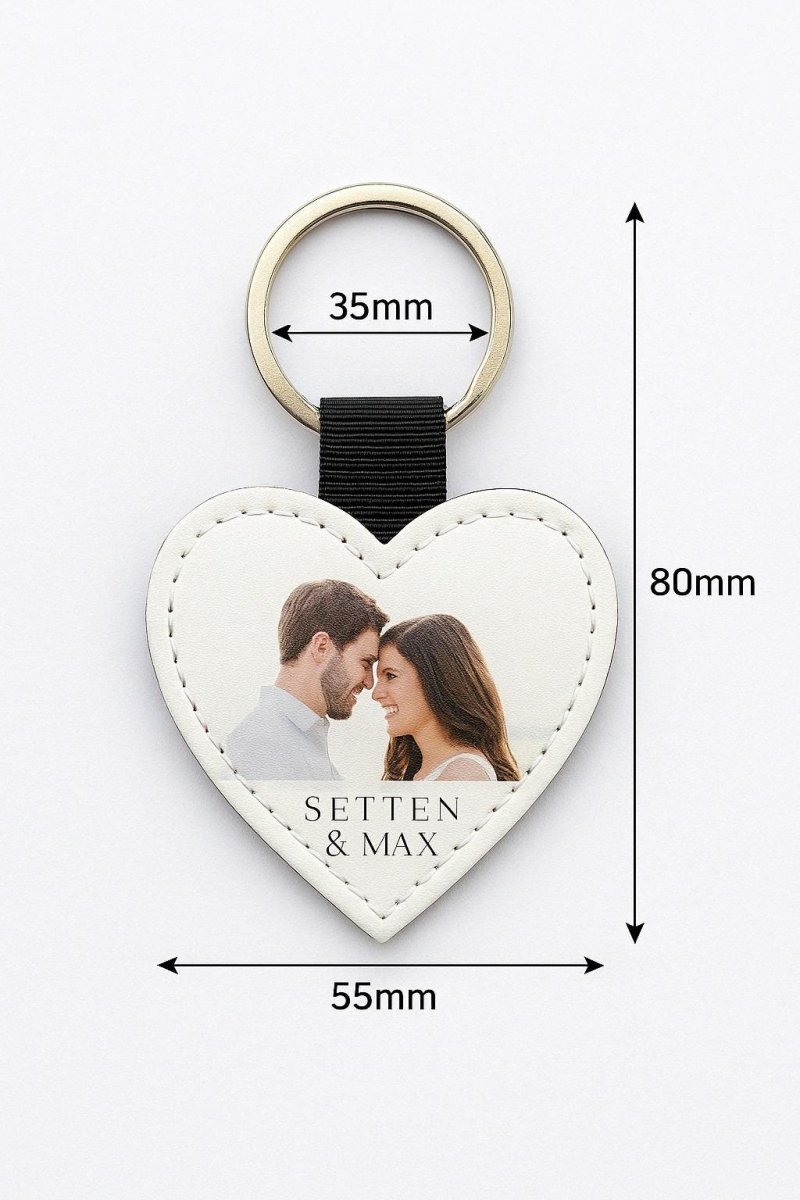 Heart Photo Keyring – Custom Wedding Favour Keepsake With Names & Date