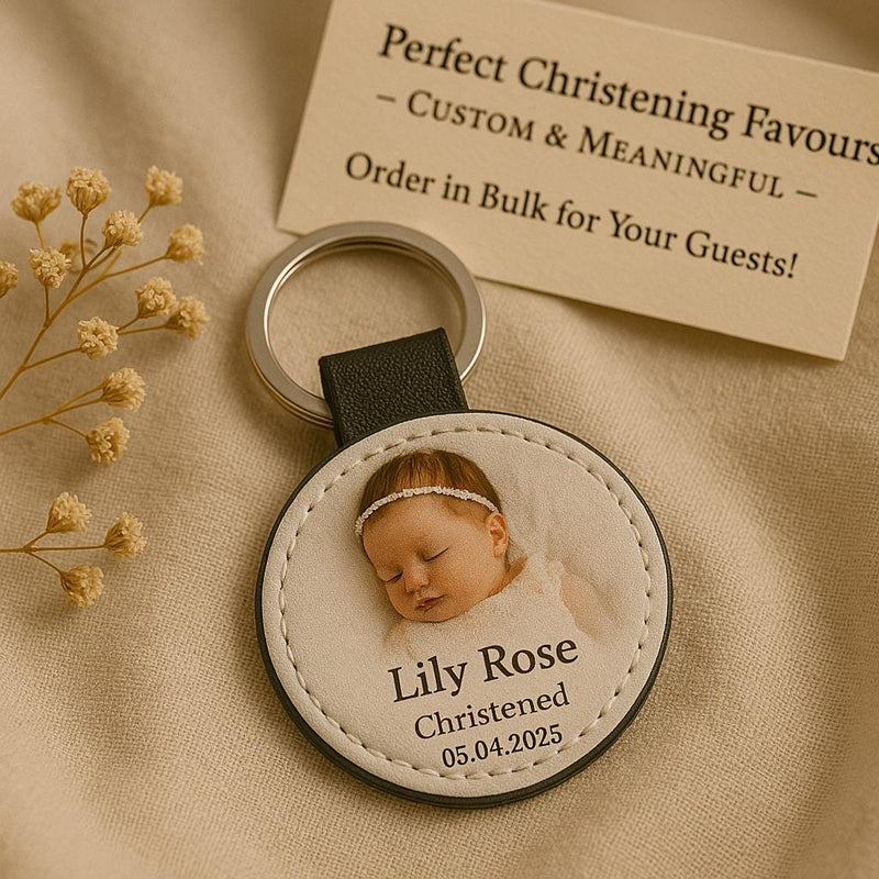 Heart Photo Keyring – Custom Wedding Favour Keepsake With Names & Date