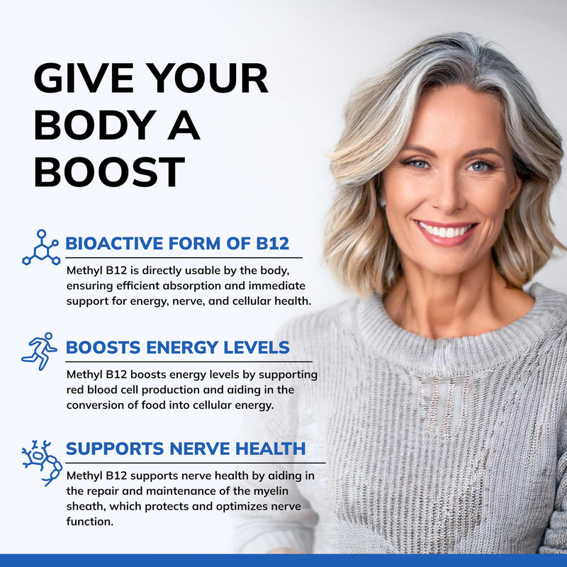 aSquared Nutrition Vitamin B12-5000 mcg (Methylcobalamin) – 120 Tablets | Max Strength Energy, Brain & Heart Support