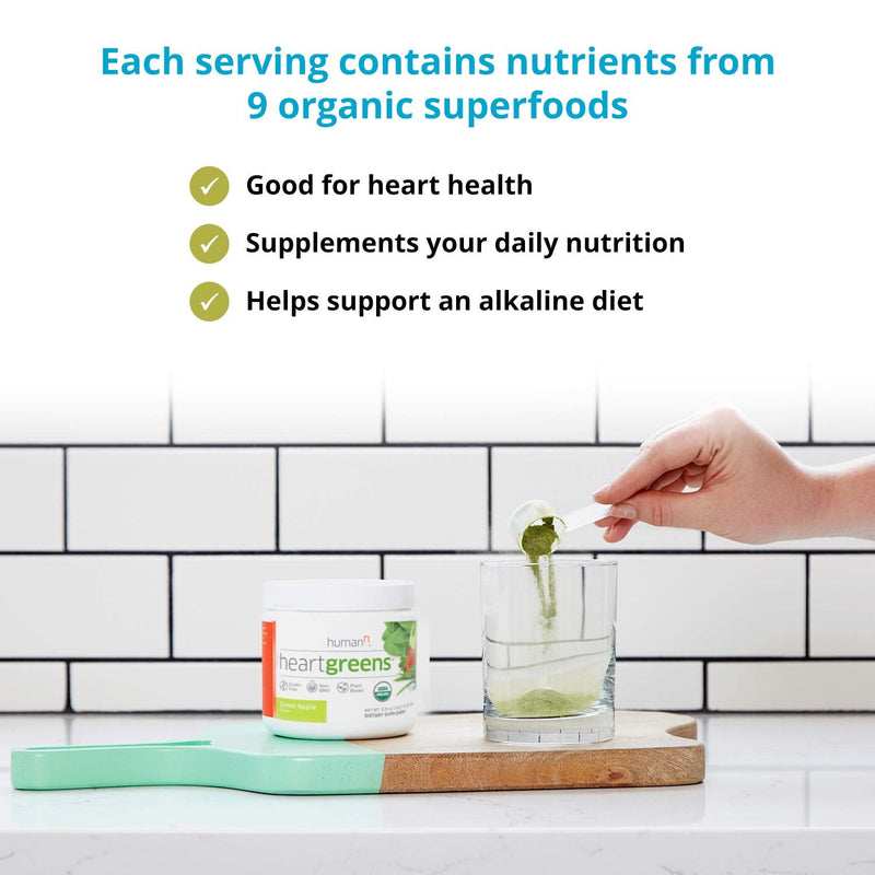 HeartGreens by humanN - Organic Greens Powder (Green Apple, 5.29 oz)