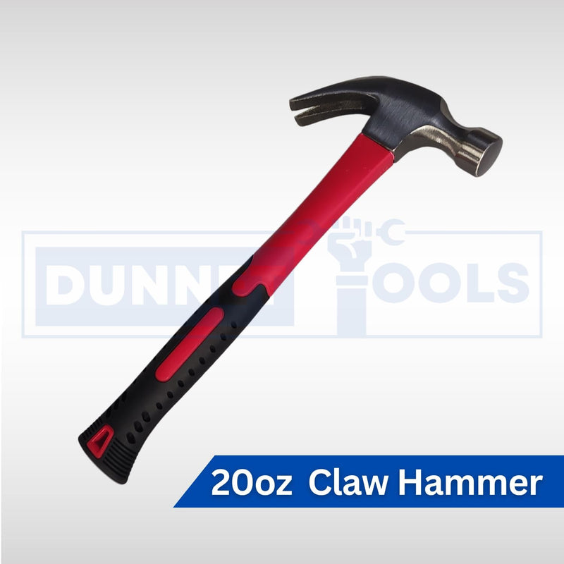 20oz Fibreglass Claw Hammer with Rubber Grip Handle
