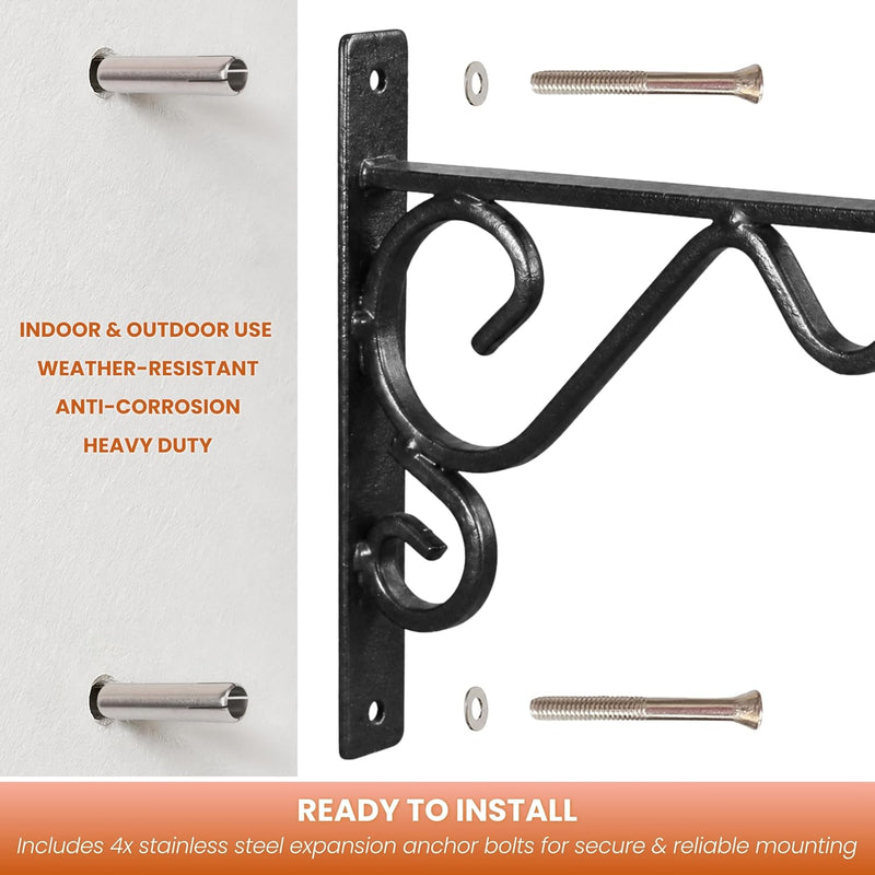 2 Pack Heavy Duty Hanging Basket Brackets 14/17"