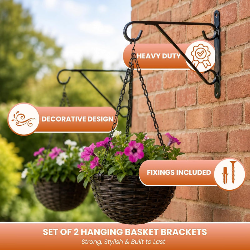 2 Pack Heavy Duty Outdoor Plant Hanger Wall Brackets