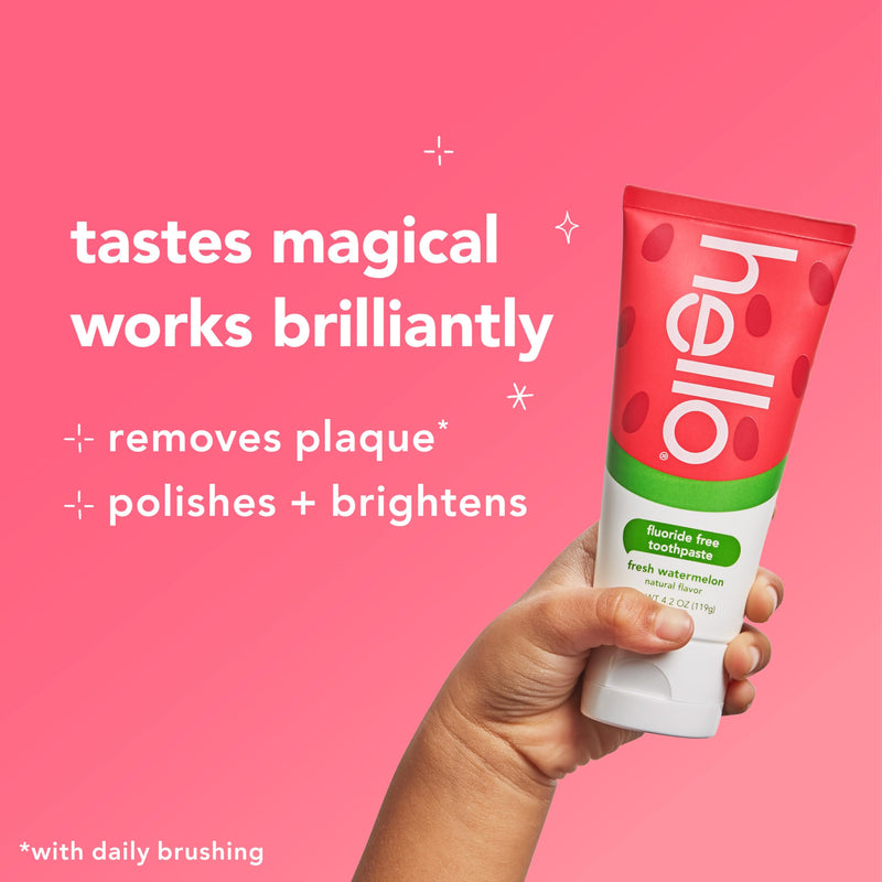 Hello Fresh Watermelon Fluoride Free Kids Toothpaste – 3 Pack, 4.2 oz Tubes