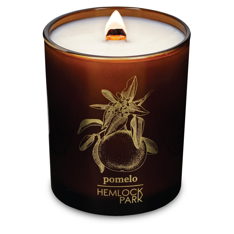 Hemlock Park Amber & Gold Wood Wick Candle – Coconut Wax (7.2 oz) Pomelo Citrus