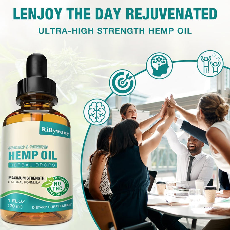 Hemp Oil High Potency Organic Drops - Maximum Strength Hemp Oil Tincture | Vegan 3 Pack