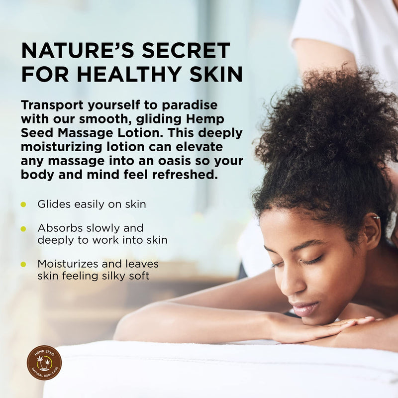 Hemp Seed Massage Lotion, Guavalava - 8 oz - Glides Easily on Skin, Absorbs Slowly & Deeply, Moisturizes, Leaves Skin Silky Soft - Vegan, Cruelty Free
