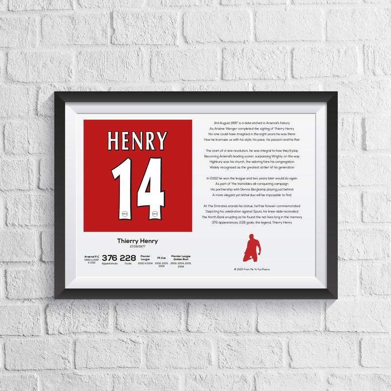 Thierry Henry Stats & Poem Print