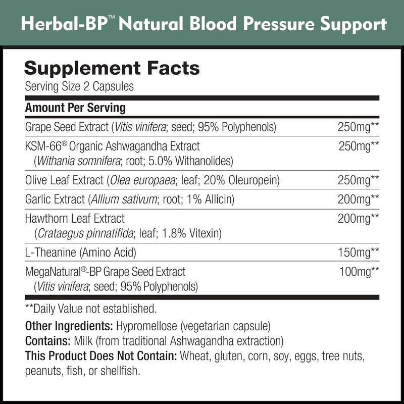 Herbal-BP Natural Blood Pressure Supplement – 3-Pack (Grape Seed, Garlic, Hawthorn)