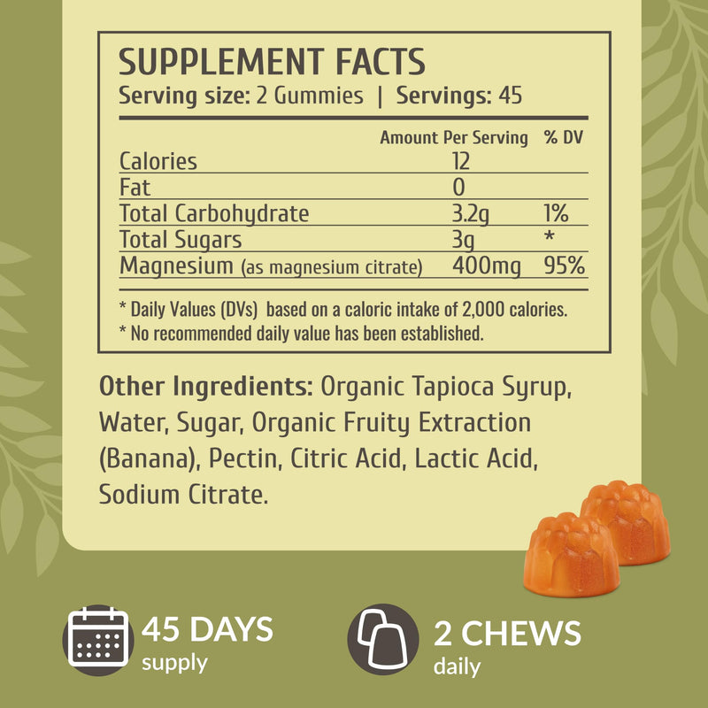 Herbamama Calm Magnesium Gummies - 400mg | Vegan & Non-GMO | Banana Flavor