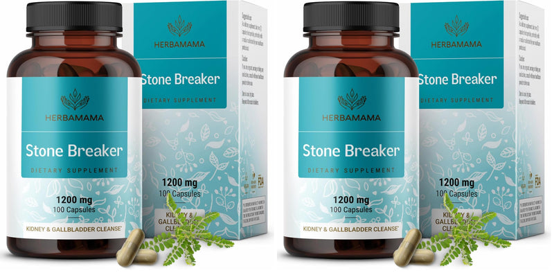 HERBAMAMA Chanca Piedra 1200mg – Kidney Stone Breaker, Gallbladder & Urinary Support (Pack of 2) – Vegan, Non-GMO