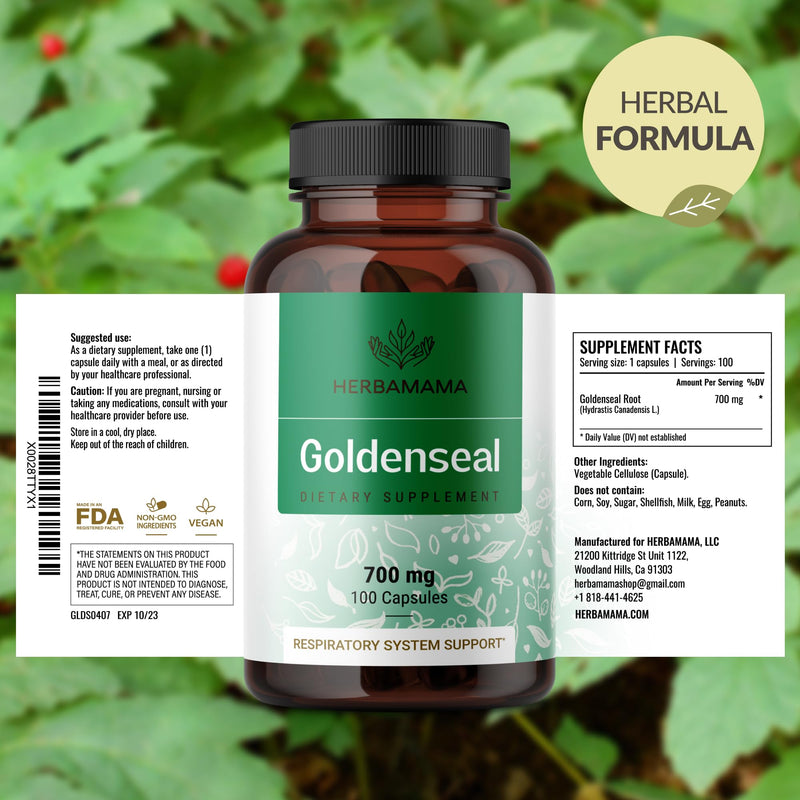 Goldenseal Root Capsules 700mg - Immune & Respiratory Support | Vegan, Non-GMO (Pack of 2)