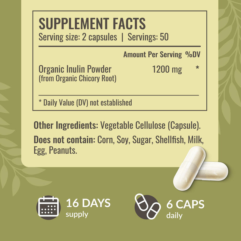 HERBAMAMA Inulin Powder Capsules 1200mg – Digestive Support & Prebiotic Fiber (Pack of 2)