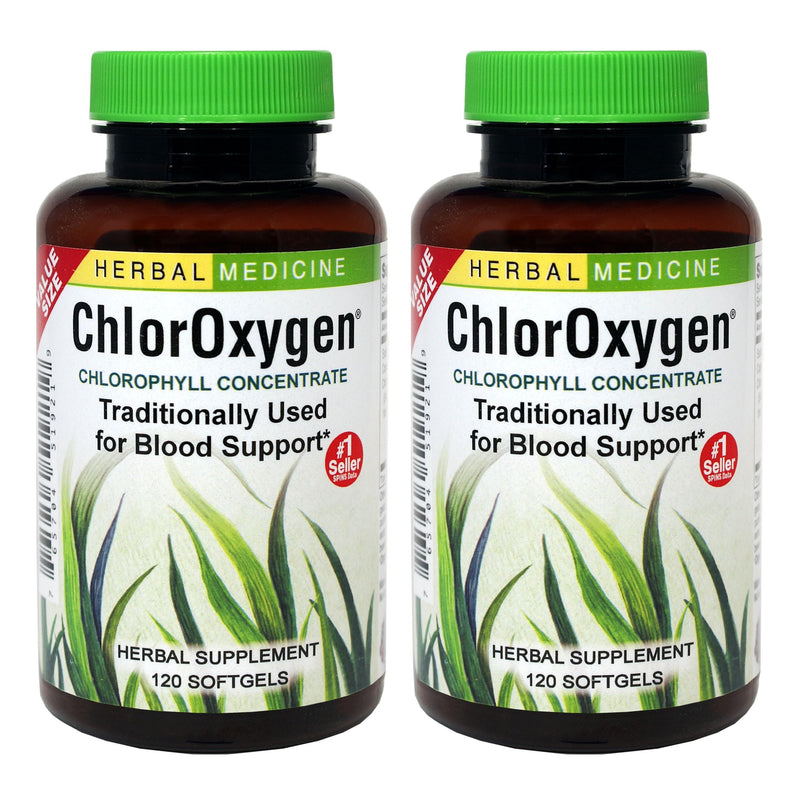 Herbs Etc. ChlorOxygen Chlorophyll Concentrate – Blood Circulation & Altitude Support | 120 Softgels (2 Pack)